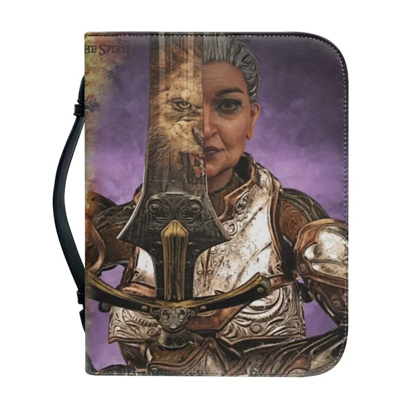 Christianartbag Bible Cover, Female Warrior With Sword With Lion. Bible Cover, Personalized Bible Cover, Gifts For Women, Christmas Gift, CABBBCV02080823.