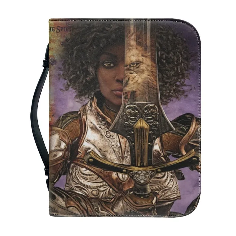 Christianartbag Bible Cover, Female Warrior With Sword With Lion. Bible Cover, Personalized Bible Cover, Gifts For Women, Christmas Gift, CABBBCV02080823.