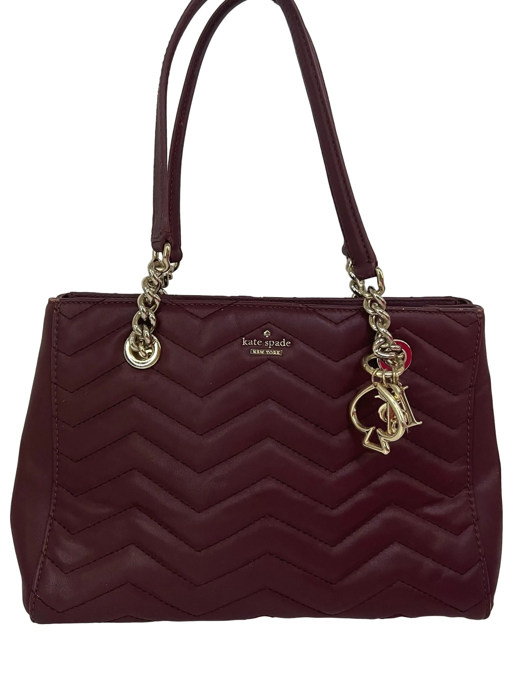 Red Pu Leather Zigzag Shoulder Bag